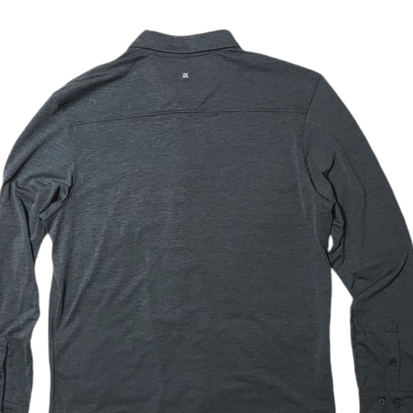 01. Algo Performance Button Air Light Moisture Wicking Shirt sz L dark grey - Picture 8 of 9